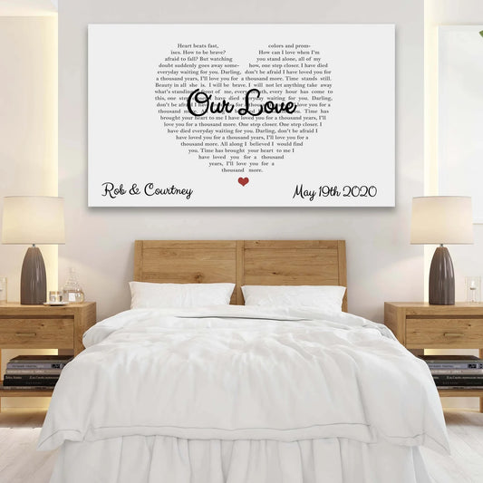 Anniversary Heart Shaped Lyrics Custom Canvas Wall Art - Ready To Hang