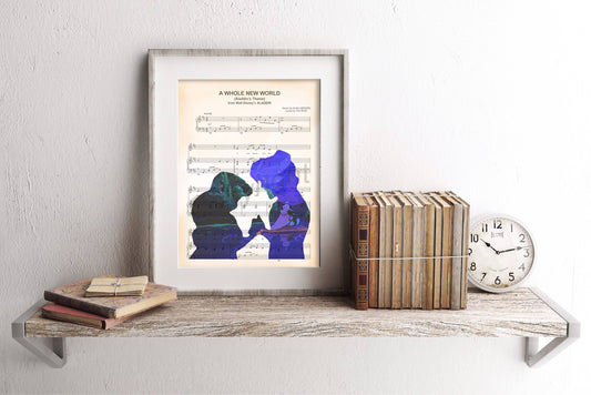 Aladdin and Jasmine Sheet Music Art Print