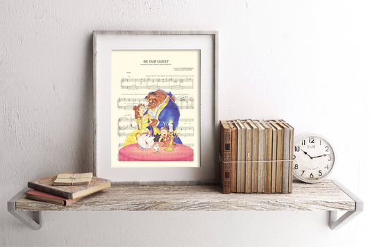 Beauty and the Beast Be Our Guest Sheet Music Art Print