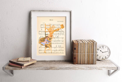 Beauty and the Beast Belle on Ladder Sheet Music Art Print