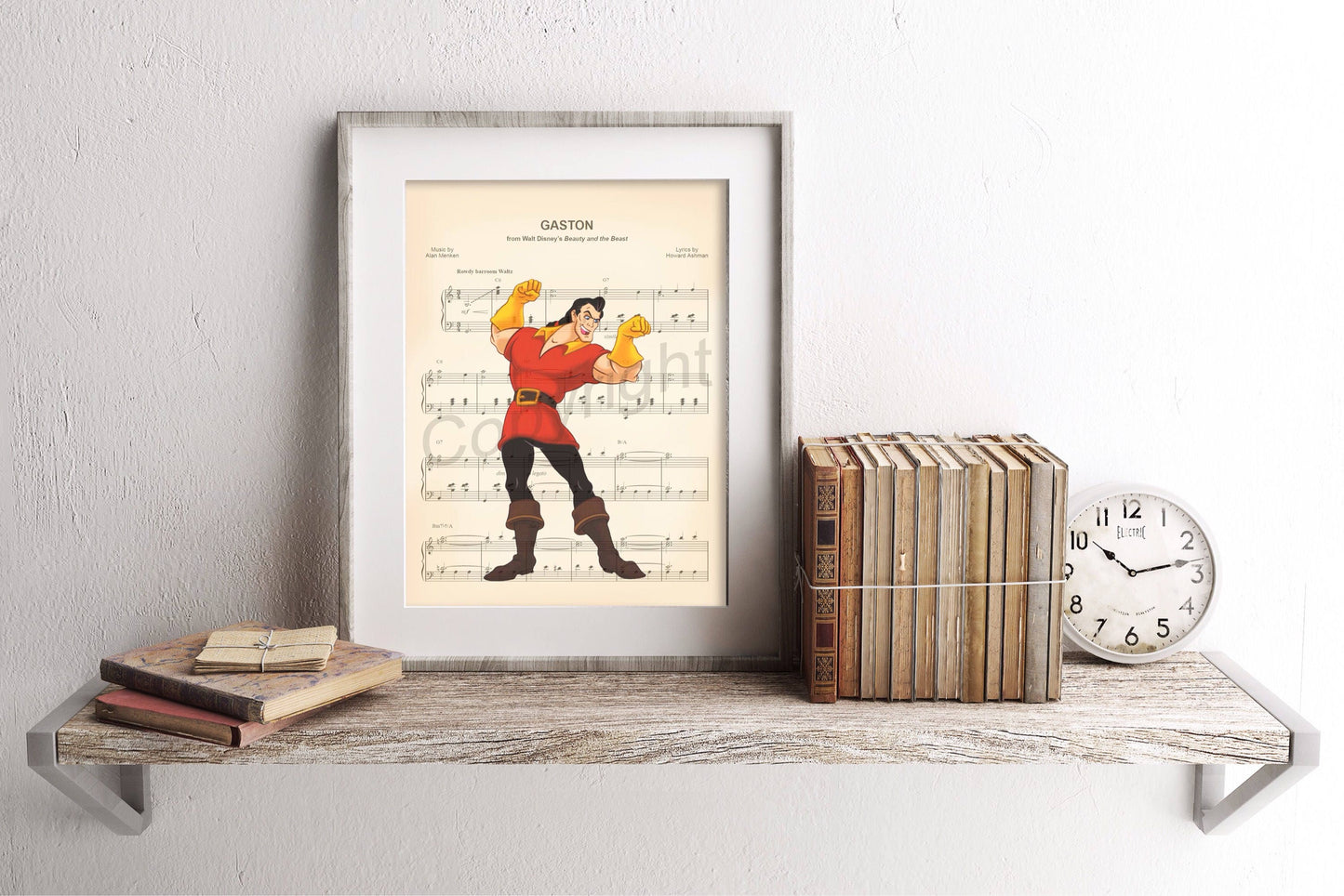 Beauty and the Beast Gaston Sheet Music Art Print