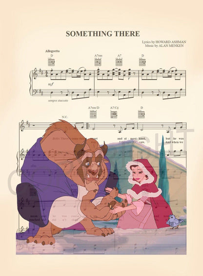 Beauty and the Beast Something There Winter Sheet Music Art Print