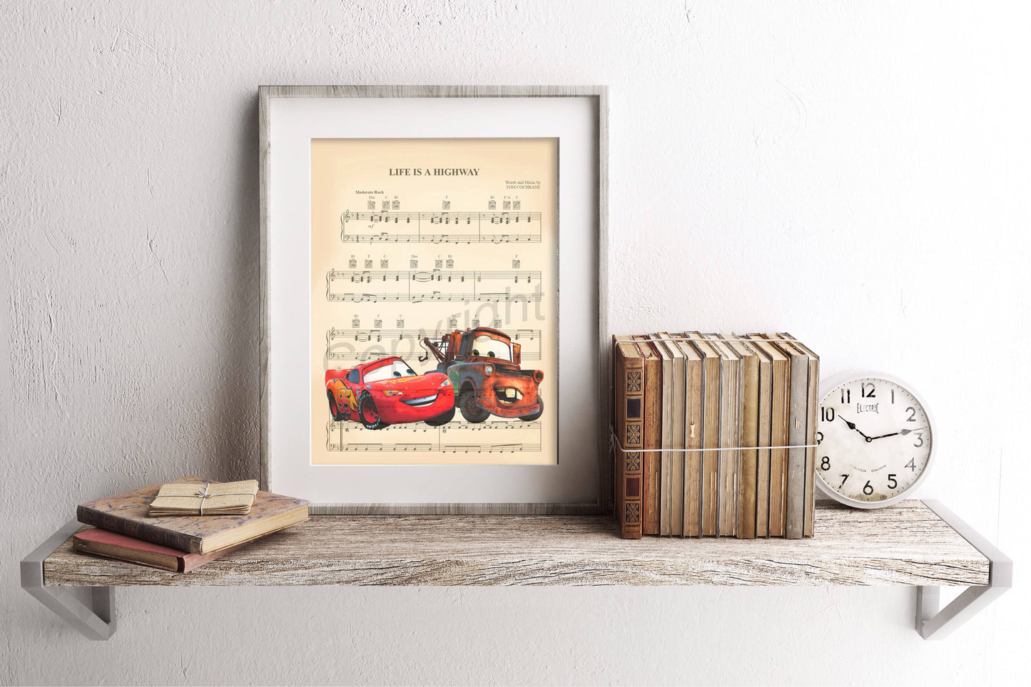 Cars Mater and Lightning McQueen Sheet Music Art Print