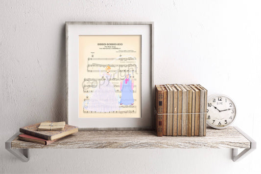 Cinderella and Fairy Godmother Bibbidi-Bobbidi-Boo Sheet Music Art Print