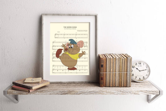 Cinderella Gus The Work Song Sheet Music Wall Art — Disney Gift for Music Lovers
