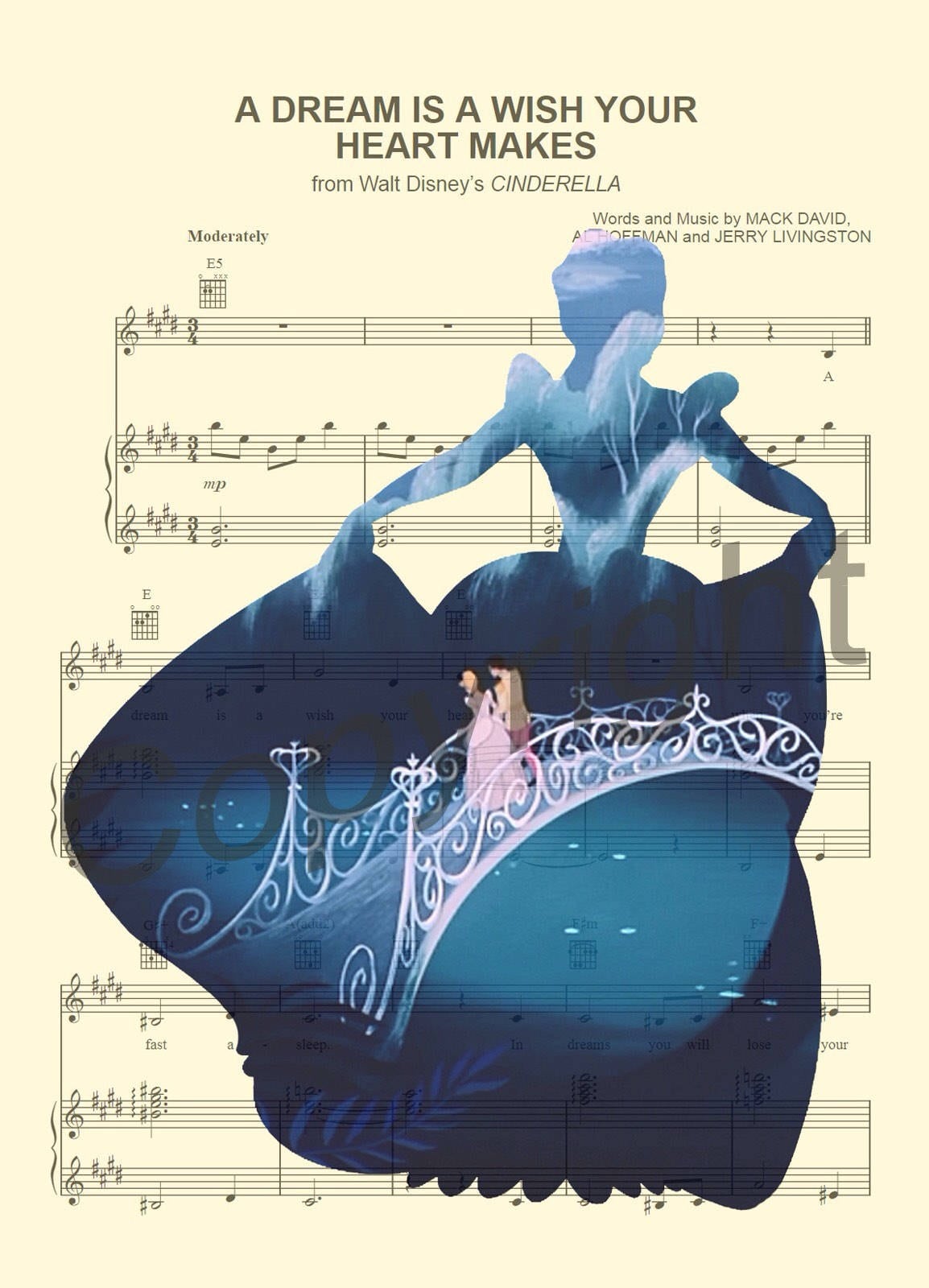 Cinderella A Dream Is A Wish Your Heart Makes Sheet Music Art Print
