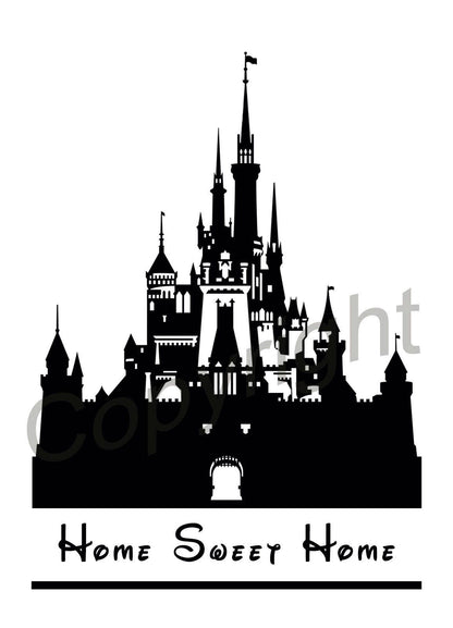 Disney Castle Silhouette Home Sweet Home Art Print