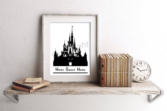 Disney Castle Silhouette Home Sweet Home Art Print