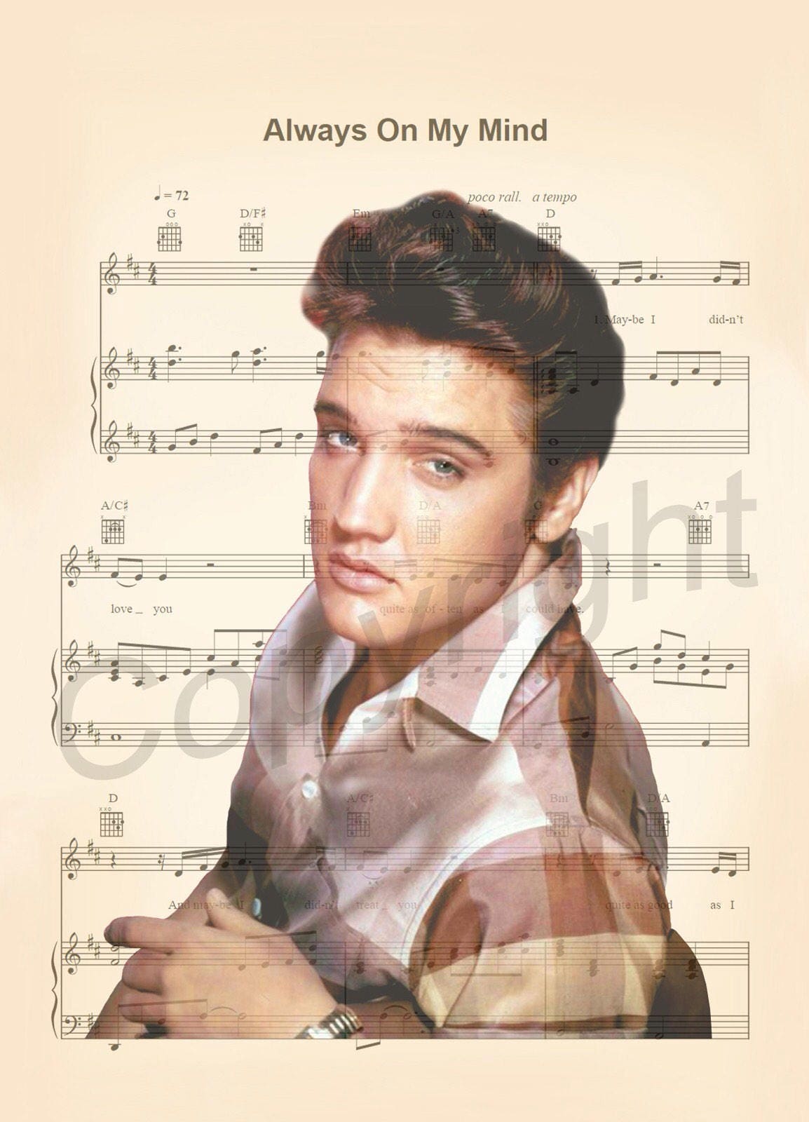 Elvis Presley Sheet Music Art Print