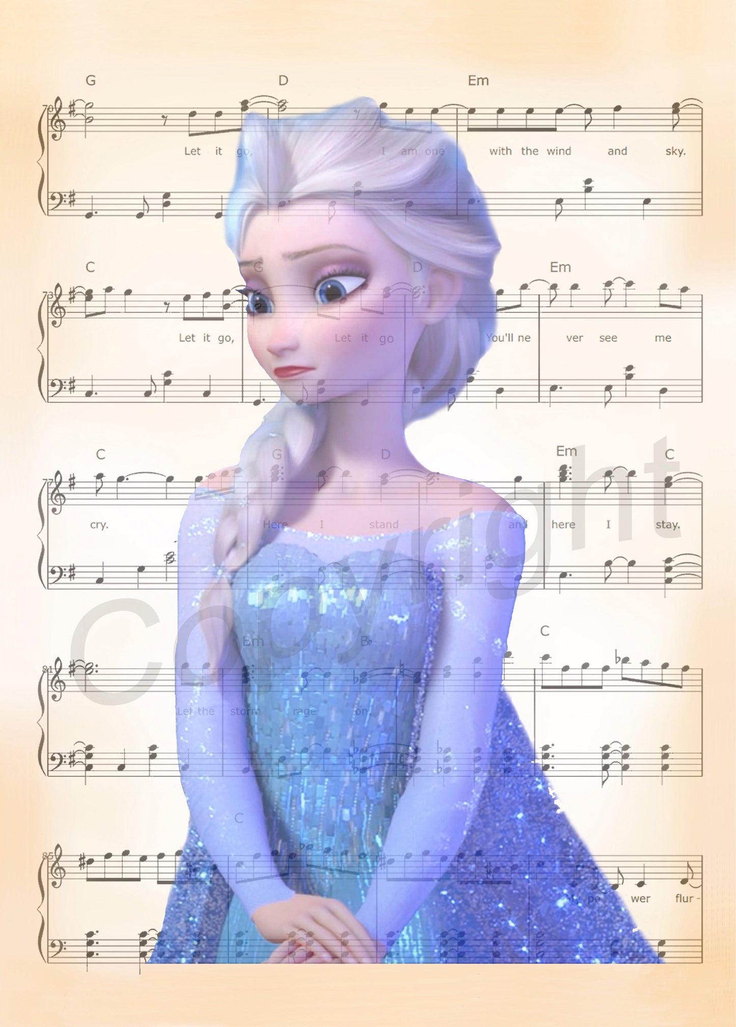 Frozen Elsa Sheet Music Art Print