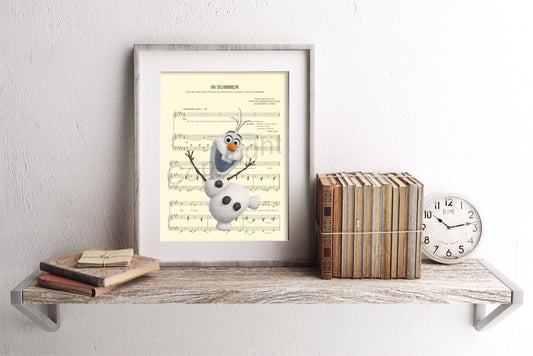 Frozen Olaf In Summer Sheet Music Art Print