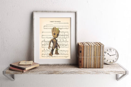 Guardians of the Galaxy Baby Groot Sheet Music Art Print