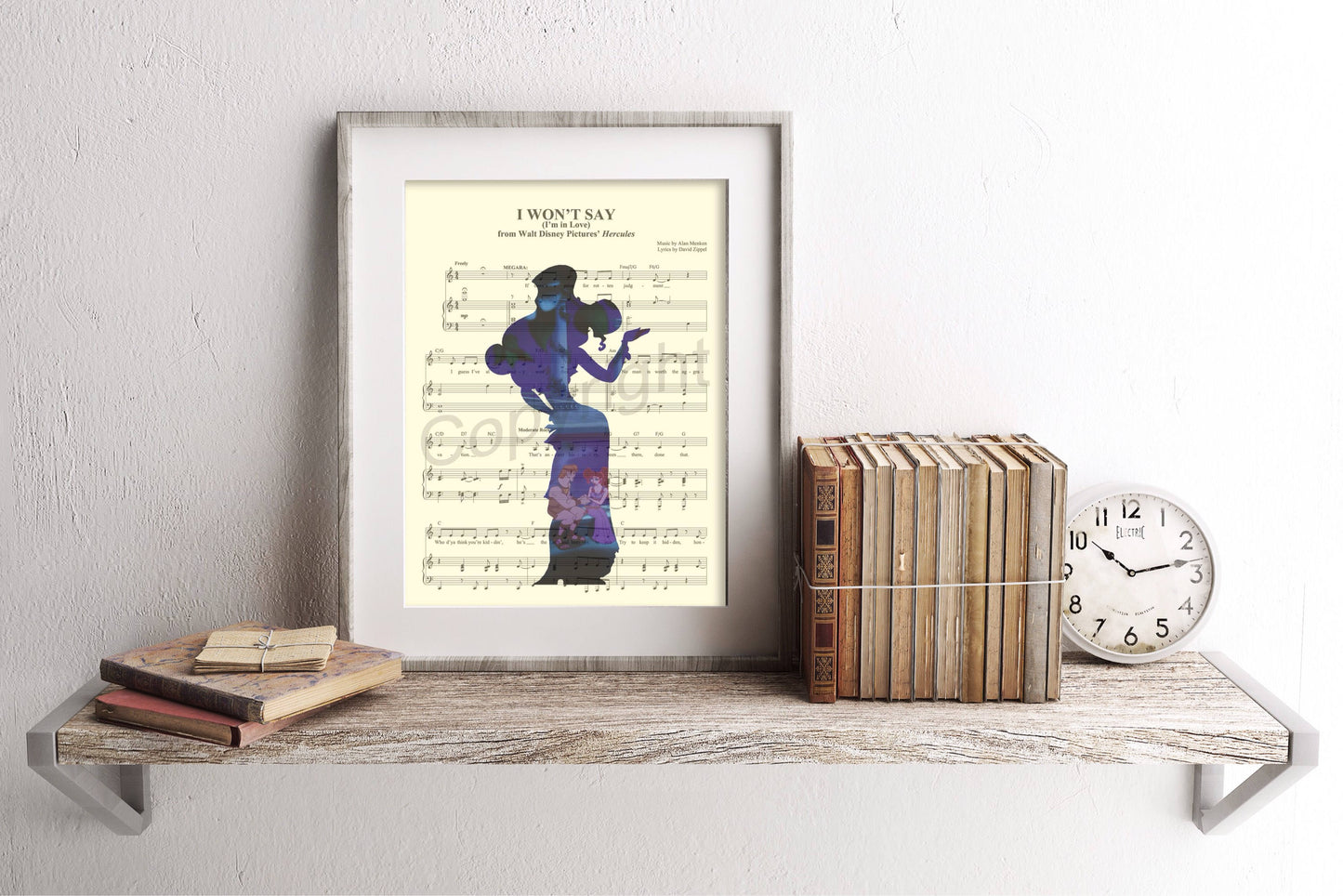 Hercules Meg Silhouette I Won't Say I'm In Love Sheet Music Art Print
