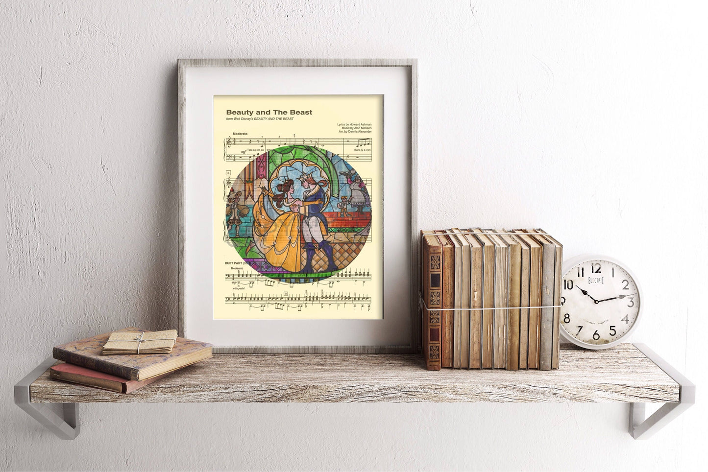 Beauty and the Beast Stained Glass Tale As Old As Time Sheet Music Art Print