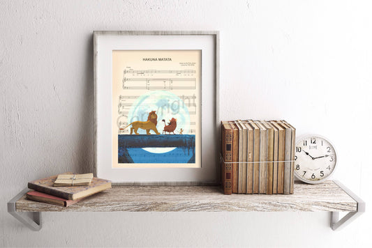Lion King Simba Timon and Pumba Hakuna Matata Sheet Music Art Print