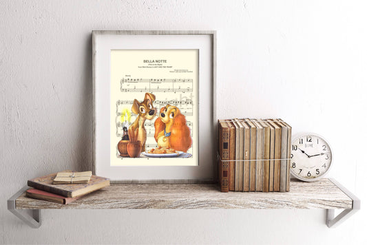 Lady and the Tramp Spaghetti Dinner Bella Notte Sheet Music Art Print