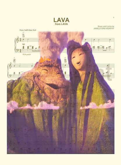 Lava Disney Pixar Sheet Music Wall Art — Disney Gift for Music Lovers