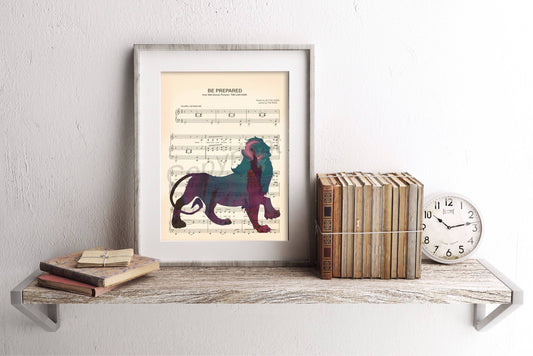 Lion King Scar Silhouette Be Prepared Sheet Music Art Print