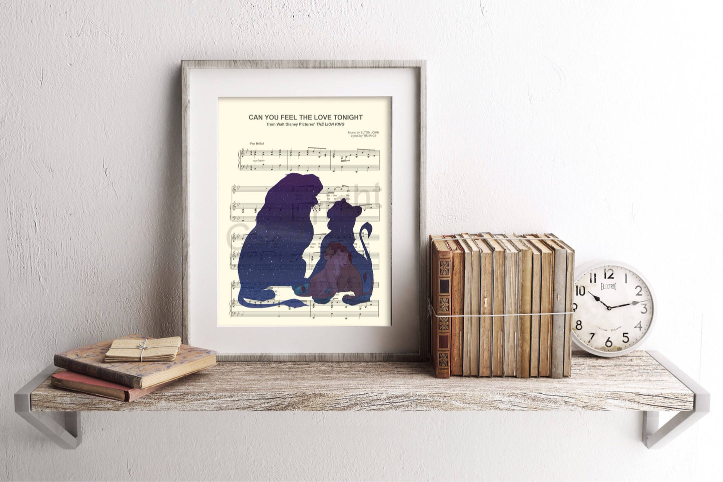 Lion King Simba and Nala Silhouette Can You Feel the Love Tonight Sheet Music Art Print