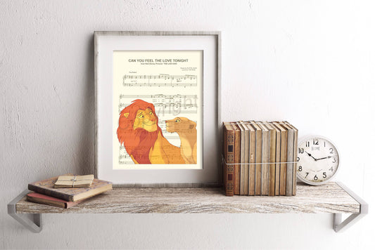 Lion King Simba and Nala Sheet Music Art Print