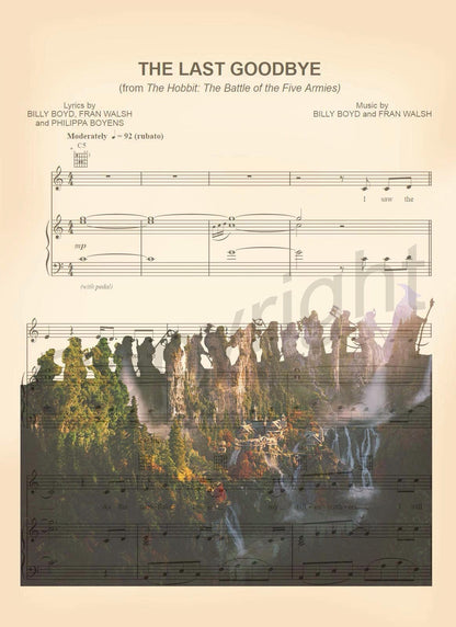 The Hobbit Lord of the Rings Silhouette Sheet Music Art Print