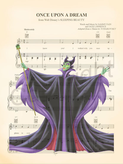 Sleeping Beauty Maleficent Sheet Music Art Print
