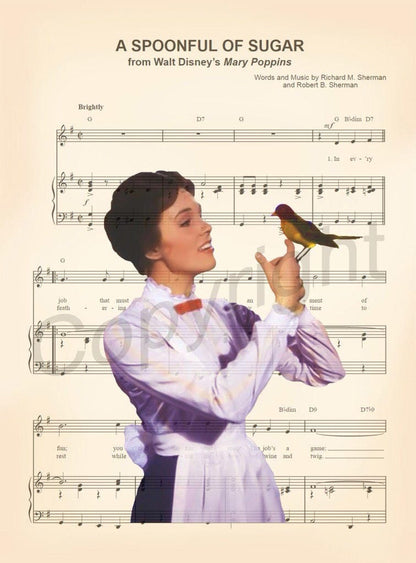 Mary Poppins Spoonful of Sugar Sheet Music Art Print