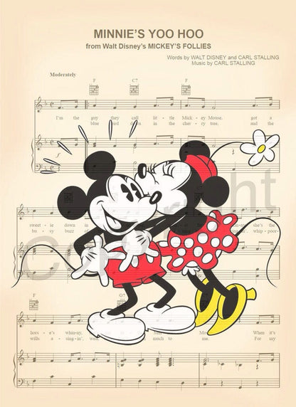 Mickey and Minnie Vintage Sheet Music Art Print