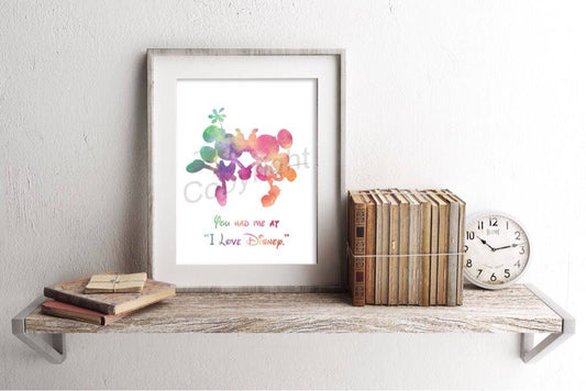 Mickey and Minnie Watercolor Art Print