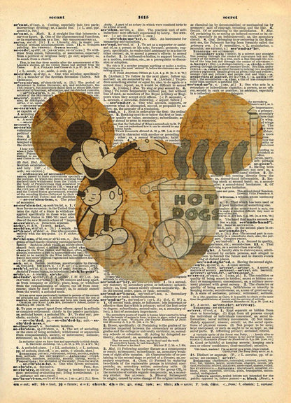 Mickey Mouse Hot Dogs Dictionary Art Print