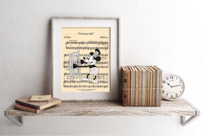 Mickey Steamboat Willie Sheet Music Art Print