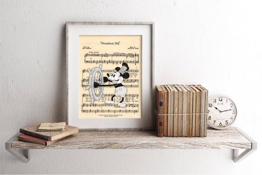 Mickey Steamboat Willie Sheet Music Art Print
