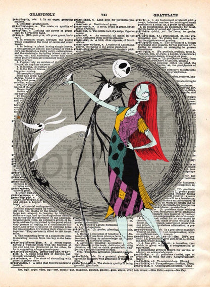 Nightmare Before Christmas Dictionary Art Print