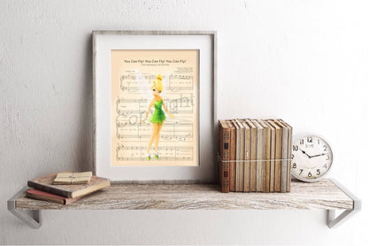 Peter Pan Tinker Bell Sheet Music Art Print