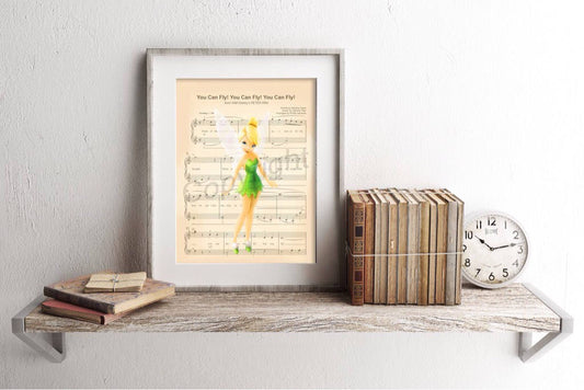 Peter Pan Tinker Bell Sheet Music Art Print