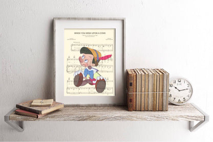 Pinocchio Sitting When You Wish Upon A Star Sheet Music Art Print