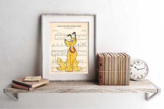Pluto Sheet Music Wall Art — Disney Gift for Music Lovers