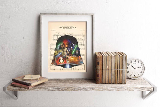 Star Wars Helmet Silhouette Sheet Music Art Print