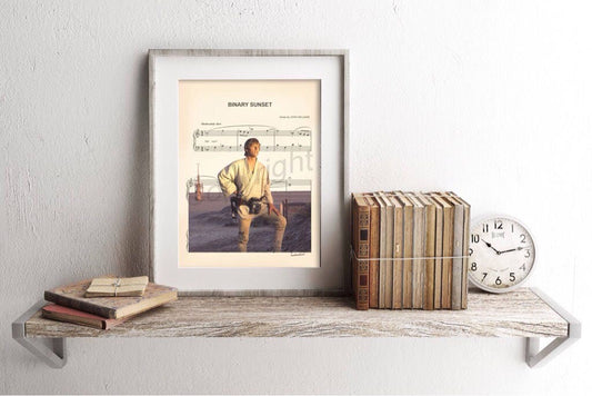 Star Wars Luke Skywalker Binary Sunset Sheet Music Art Print