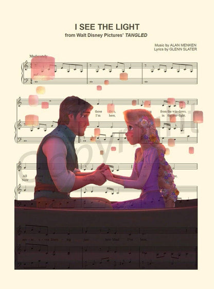 Tangled Lanterns Sheet Music Art Print