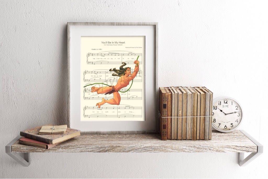 Tarzan Swinging on Vine Sheet Music Art Print