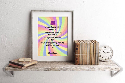 Willy Wonka and the Chocolate Factory Pure Imagination Lyrics Watercolor Art Print
