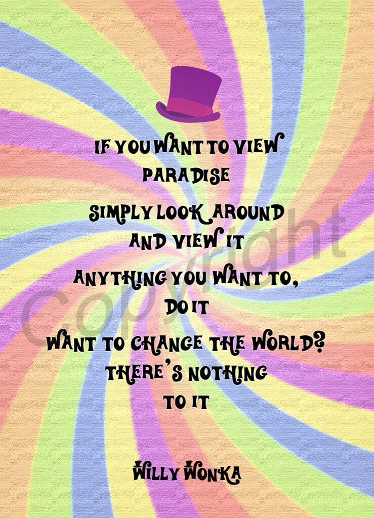 Willy Wonka and the Chocolate Factory Pure Imagination Lyrics Watercolor Art Print
