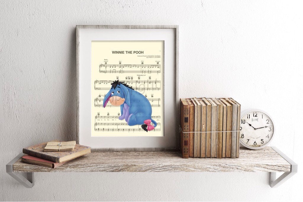 Winnie the Pooh Eeyore Sheet Music Art Print