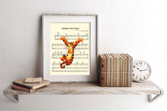 Winnie the Pooh Tigger Sheet Music Wall Art — Disney Gift for Music Lovers