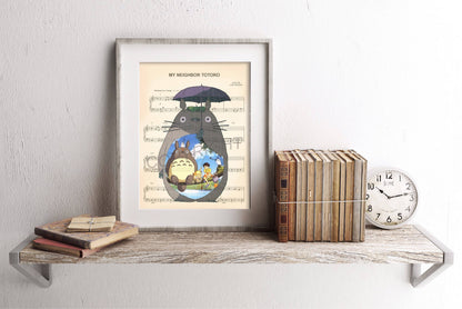 My Neighbor Totoro Silhouette Sheet Music Art Print