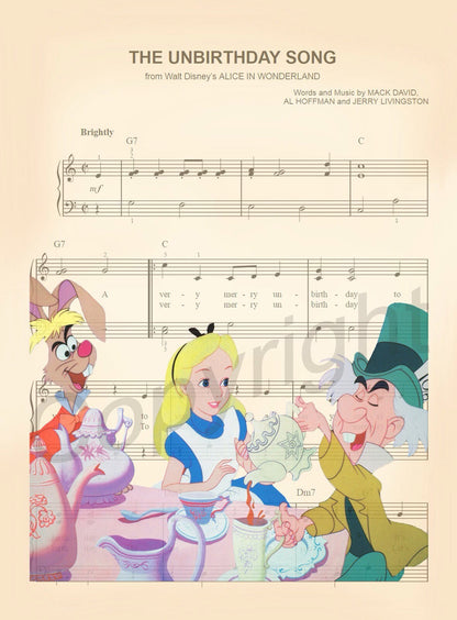 Alice in Wonderland Tea Sheet Music Art Print