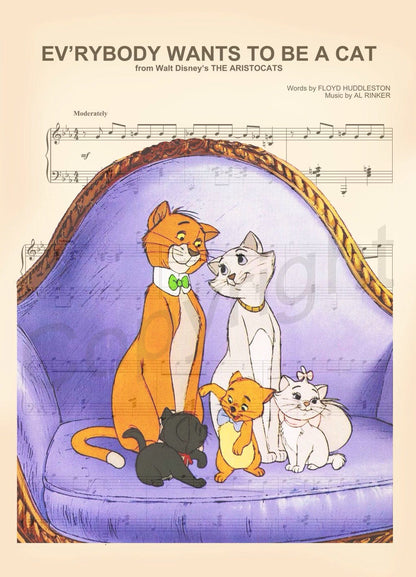 Aristocats Sheet Music Wall Art — Disney Gift for Music Lovers