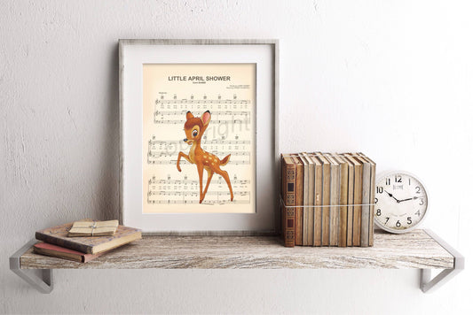 Bambi Little April Shower Sheet Music Art Print