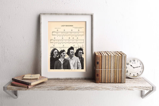 The Beatles Black & White Sheet Music Art Print